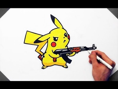 CS:GO AK-47 Pikachu Speed Drawing | How To Draw Counter Strike Fan Art (Pokemon Go)