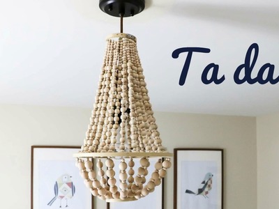 DIY Chandelier Made With Wood Beads