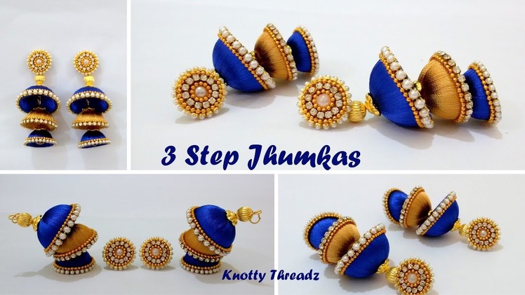 | DIY | How to make Double Coloured 3 Step Jhumkas in a very easy way at Home | Tutorial |