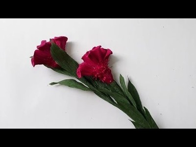DYI   How to make paper flower   Cockscomb by crepe paper