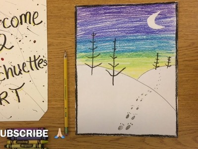 Fun EASY Winter Project - How to draw TREES - How to create sunsets | Mr. Schuette
