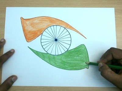 How to draw Republic Day colorful poster | Creative drawing Indian Flag