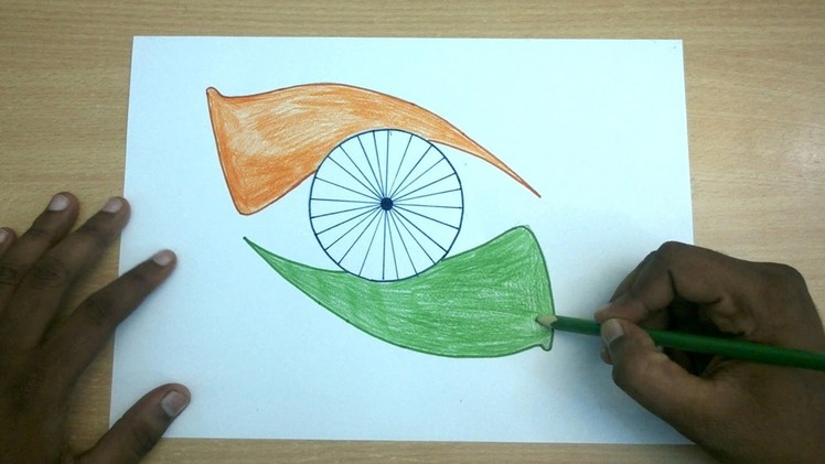 How to draw Republic Day colorful poster | Creative drawing Indian Flag