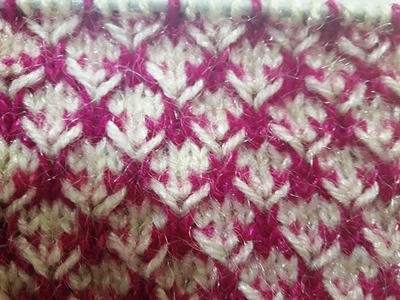 Knitting Stitch pattern no - 22 Hindi - बुनाई डिजाइन - two color cross stitch pattern