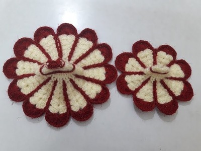 Make flower shape two colour crochet dress.poshak of bal gopal - beginner level