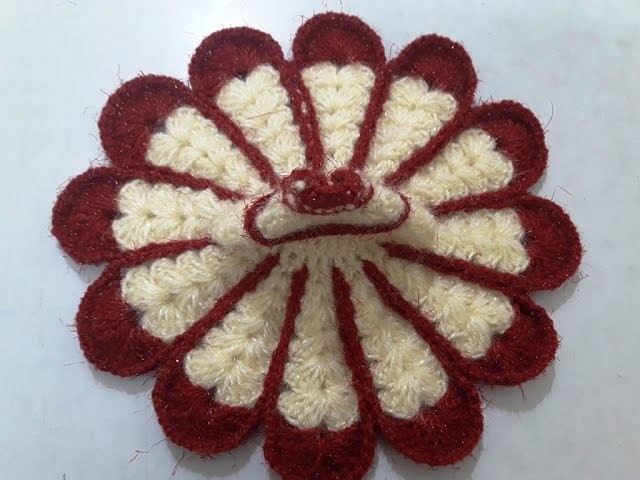 Part 2 - Make flower shape two colour crochet dress.poshak of bal gopal - beginner level