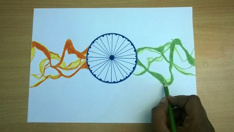 Republic Day Drawing - How To Make A Greeting Card - Republic Day 2017