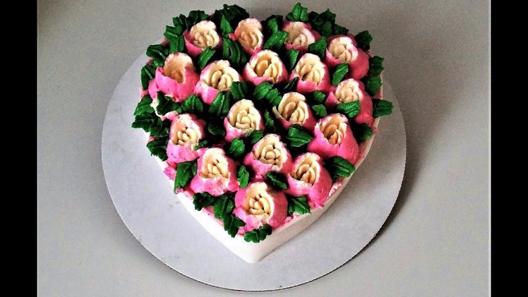 Cake decorating tutorials - how to make a rose heart shape cake with Russian tips -Sugarella Sweets