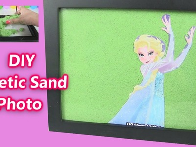 DIY 3D Frozen Elsa Kinetic Sand Colorful Photo in Picture Frame by Rainbow Collector