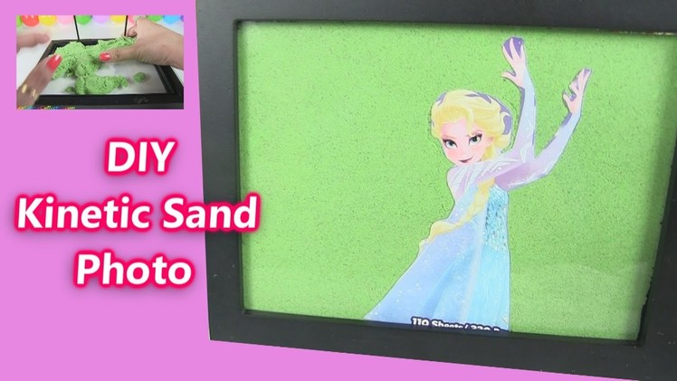 DIY 3D Frozen Elsa Kinetic Sand Colorful Photo in Picture Frame by Rainbow Collector