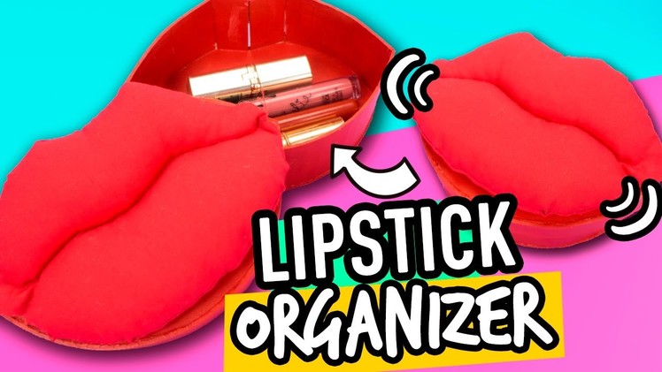 DIY Lipstick Organizer | Custom Cardboard Box with Squishy Lips | The Cat Crafts