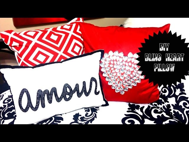 DIY No Sew Bling Valentine's Heart Pillow
