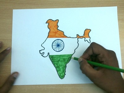 How to draw Republic Day colorful Drawing || How to Draw india map