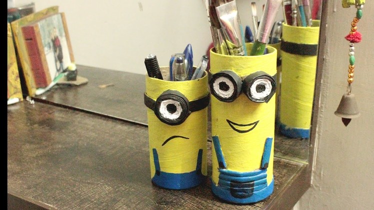 How to Make Minions Pen Stand with Waste Material l Pencil Holder l Live in Art l Shikha Parashar l