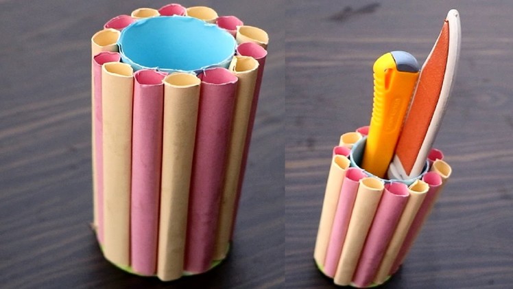 How to make stand pan box using different color paper