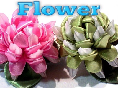 Kanzashi ribbon flower tutorial, how to make flower with ribbon