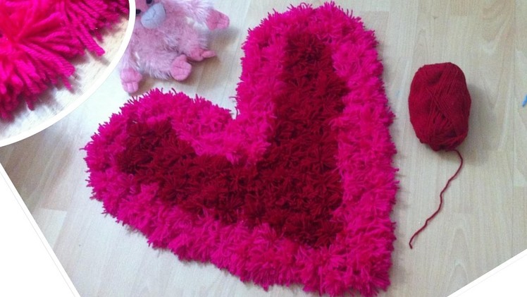 Heart shaped shag rug DIY.Valentines day pink and red rug