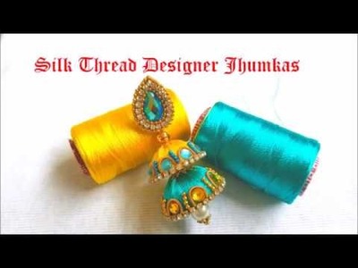 Making Silk Thread Jhumkas at home||Silk Thread Double jhumka (Tutorial)