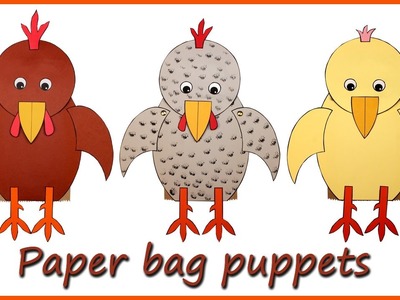 Rooster and Hen Paper Bag Puppets