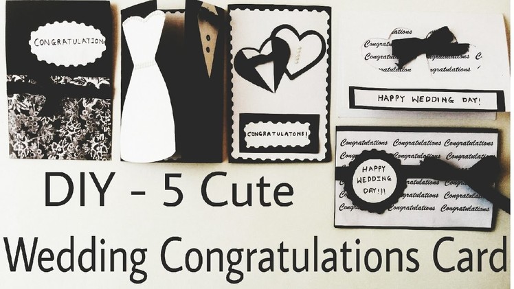 DIY - 5 Cute Wedding Congratulation Cards | Handmade Cards | Easy Craft idea