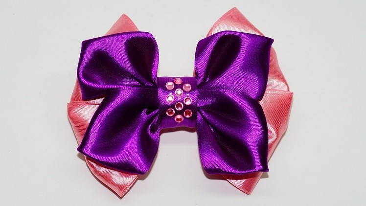 DIY crafts How to Make Simple Easy Bow. Ribbon Hair Bow Tutorial. DIY ribbon bow. Julia DIY