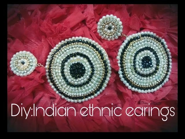 Diy ethnic earings partywear.how to make party wear earings at home with paper and cardboard easy !!