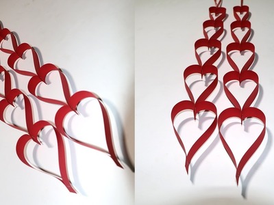 DIY Valentine Decoration Craft: Paper Heart Hanging for DIY Room Decor on Valentine's Day