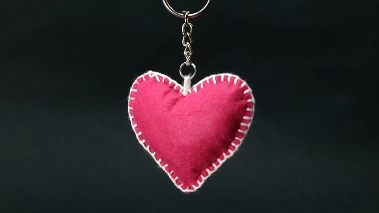 DIY Valentine Gift for Him - Felt Heart Keychain Step by Step