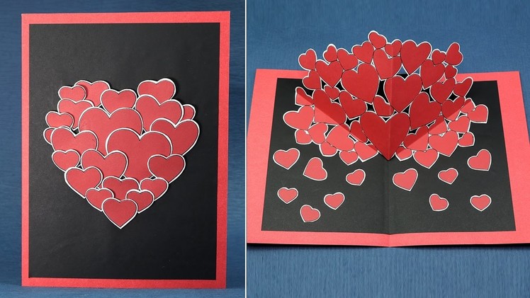 DIY Valentine Pop Up Card - How to Make Pop Up Hearts Card for Valentine's Day