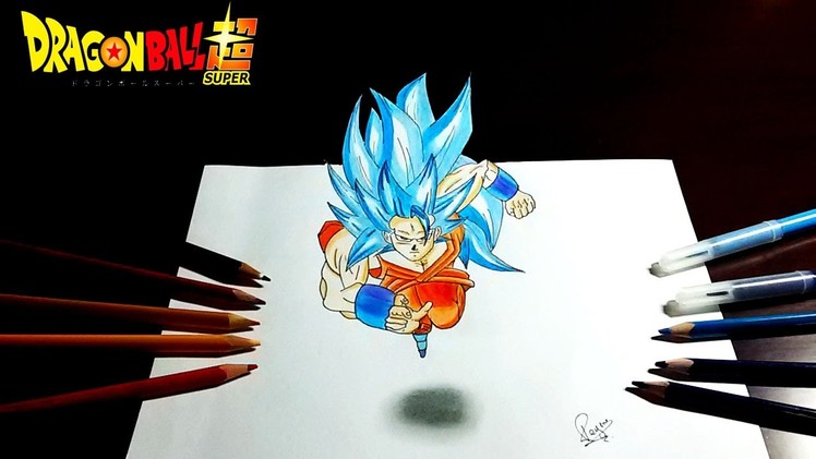 Drawing Goku Super Saiyan Blue 3 in 3D