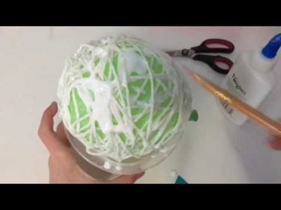 Easy DIY craft for kids or adults. Hanging string sculpture made with balloon string and glue