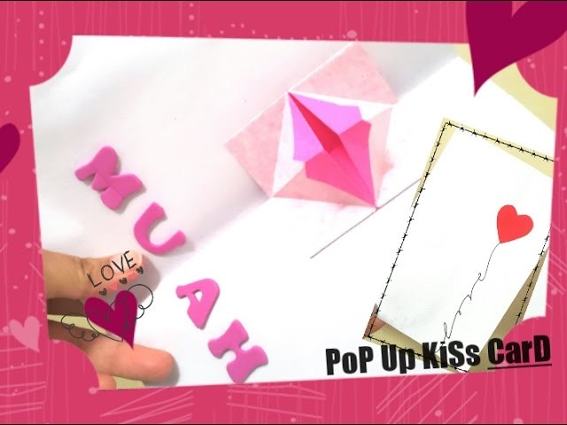 Homemade valentines day card - How to Make Pop Up Cute Valentine's day Card - DIY Kissing Lips Card