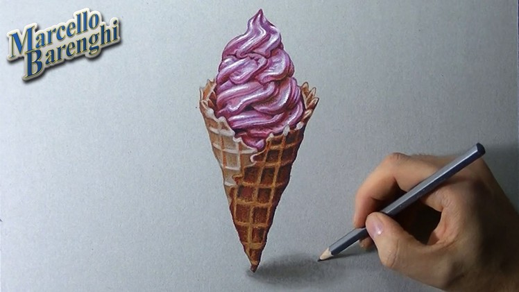 How to draw a 3D ice cream cone