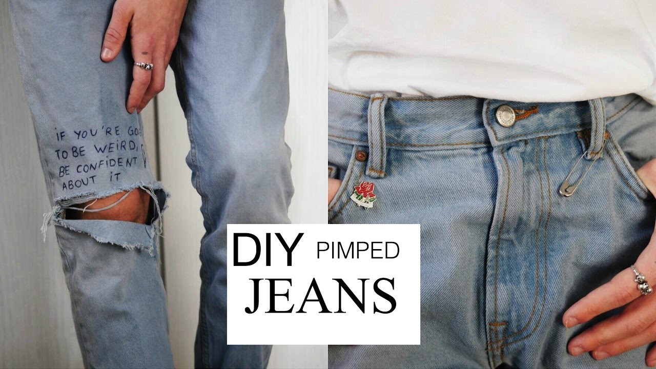 HOW TO PIMP UR DENIM JEANS within 5 minutes ||DIY QUOTE JEANS || TUTORIAL