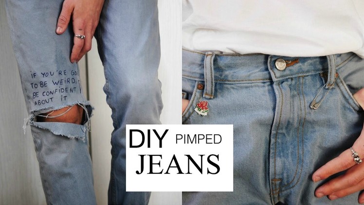HOW TO PIMP UR DENIM JEANS within 5 minutes || DIY QUOTE JEANS || TUTORIAL