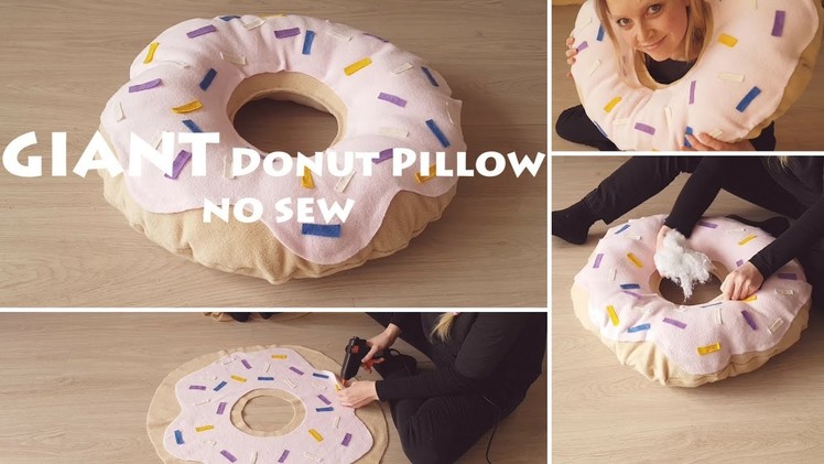 Hungry?! Here is a GIANT Donut Pillow - no sew | DIY craft with fleece
