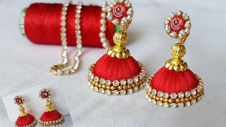 Making silk thread jhumkas at home. simple and easy. DIY