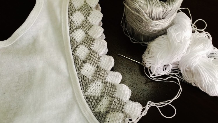Crochet Pattern - Entrelac crochet on fabric top