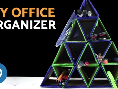 DIY Glitter Cardboard Office Organizer