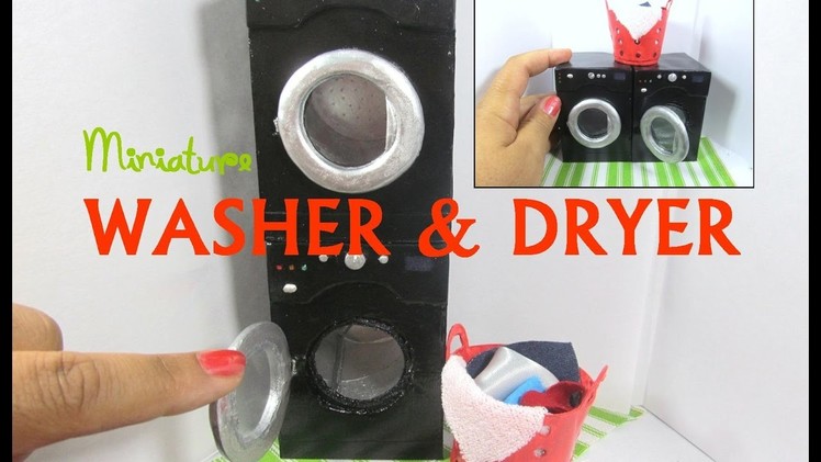 DIY Paper and Polymer Clay (optional) Dollhouse Miniature Stackable Washer, Dryer,  Hamper Tutorial
