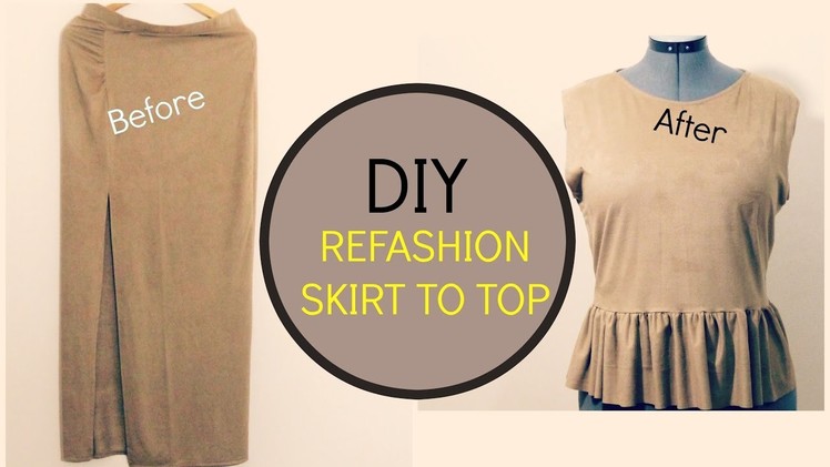 Diy refashion thrift store skirt to top