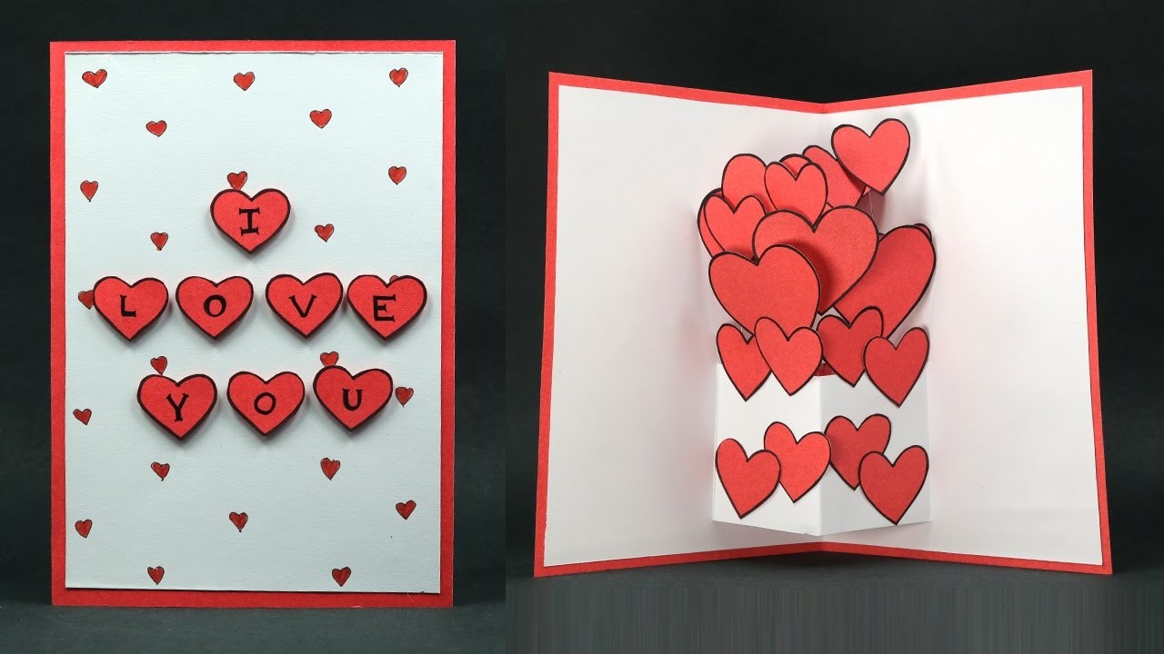 Diy Valentine Card Pop Up Heart I Love You Card Making Step By Step 5261