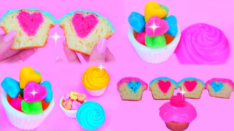 DIY Valentine's Day Treats! DIY V-DAY Heart Surprise Cupcakes! DIY Bake a HEART inside a CUPCAKE