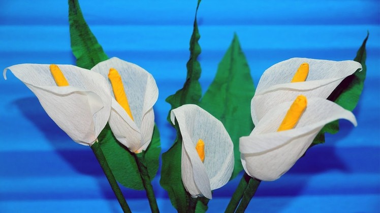Easy Flowers making. How To Make Calla Lily Flower From Crepe Paper - Craft Tutorial. Julia DIY