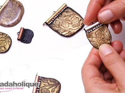 How to Create a Texturized Crystal Clay Stamping using a Ribbon End by Becky Nunn