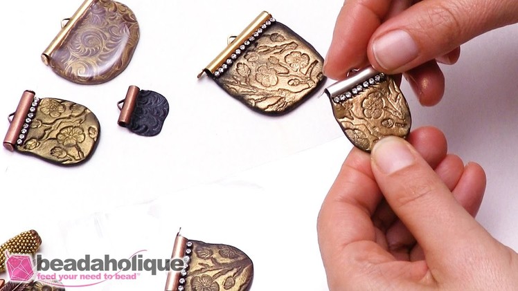 How to Create a Texturized Crystal Clay Stamping using a Ribbon End by Becky Nunn