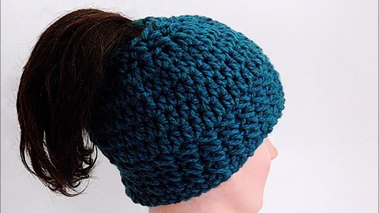 How to Crochet a Messy Bun Hat, Head Band, Full Hat, Chunky, Free Pattern 4 Sizes