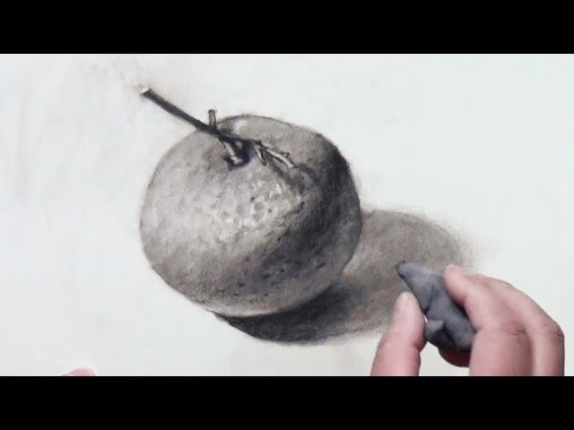 How to draw a mandarin orange with Charcoal