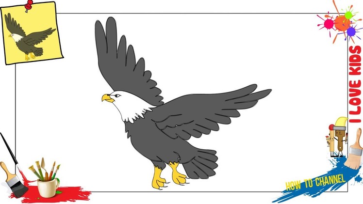 How to draw an Eagle EASY & SLOWLY step by step for kids