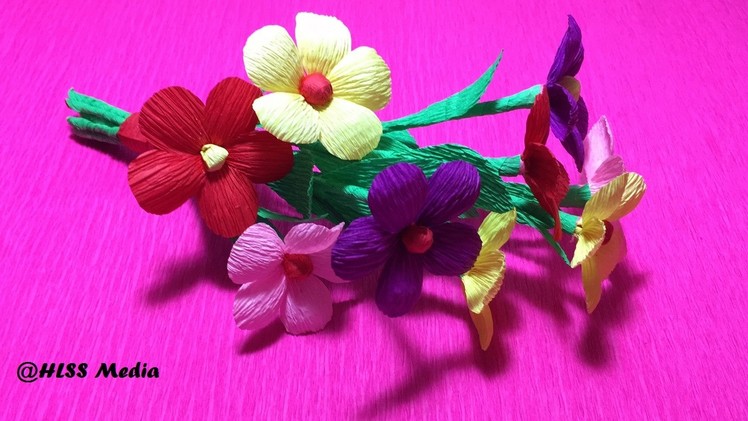 How to Make origami Crepe Paper Flowers   Flower Making of Crepe Paper   Paper Flower Tutorial